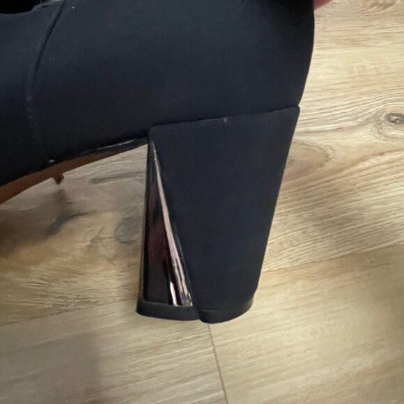 Donald Pliner Stretch Crepe Square Toe Block Heel Shooties Black Size 11 - Picture 3 of 10